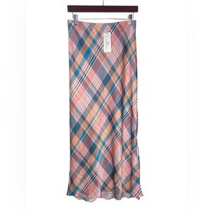 NWT! Vineyard Vines Martha's Vineyard Plaid Silky Slip Midi Skirt - Size S